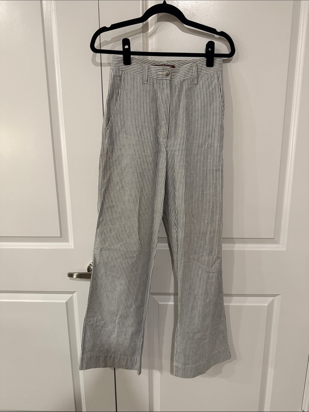 Comptoir Des Cotonniers Navy and White Pinstriped trousers